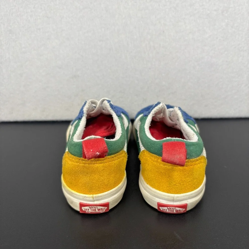 Vans Old Skool Elastic Lace Toddler Sneakers Size 8.5 Multicolor Colorblock Shoe